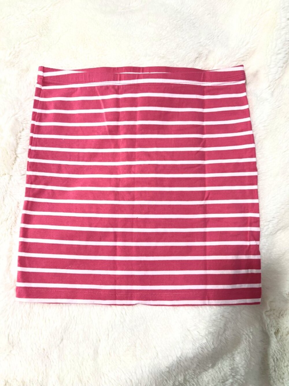 Pink and white striped bodycon mini skirt, M